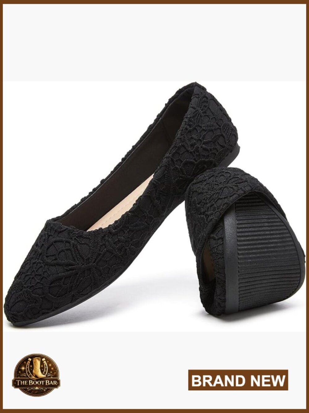 Flower Embroidered Lace Ballet Flats Pointed Toe Comfortable Dress Shoes